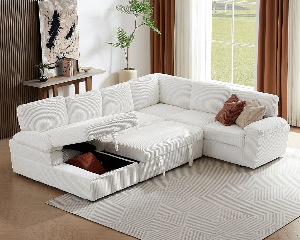 118.09"Corduroy Oversized Modular Storage Sectional Sofa Couch for Home Apartment Office Living Room