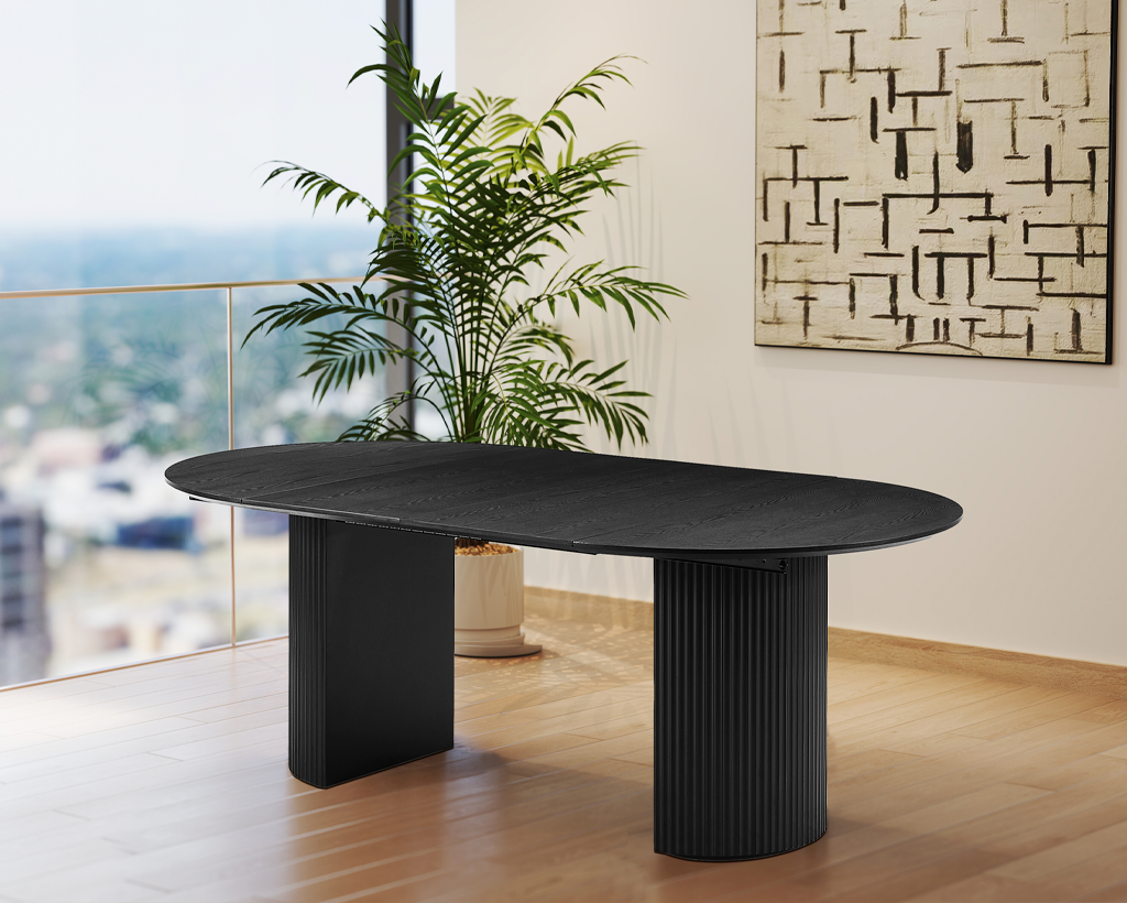 Expandable Solid Top Dining Table, Black