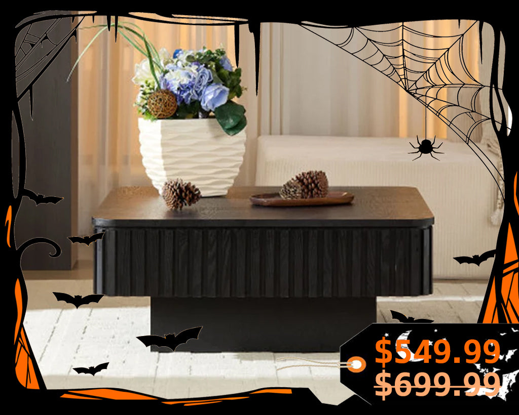 35.43 Inch Modern Handcraft Drum Coffee Table Lift Top Wooden with Hidden Storage Space