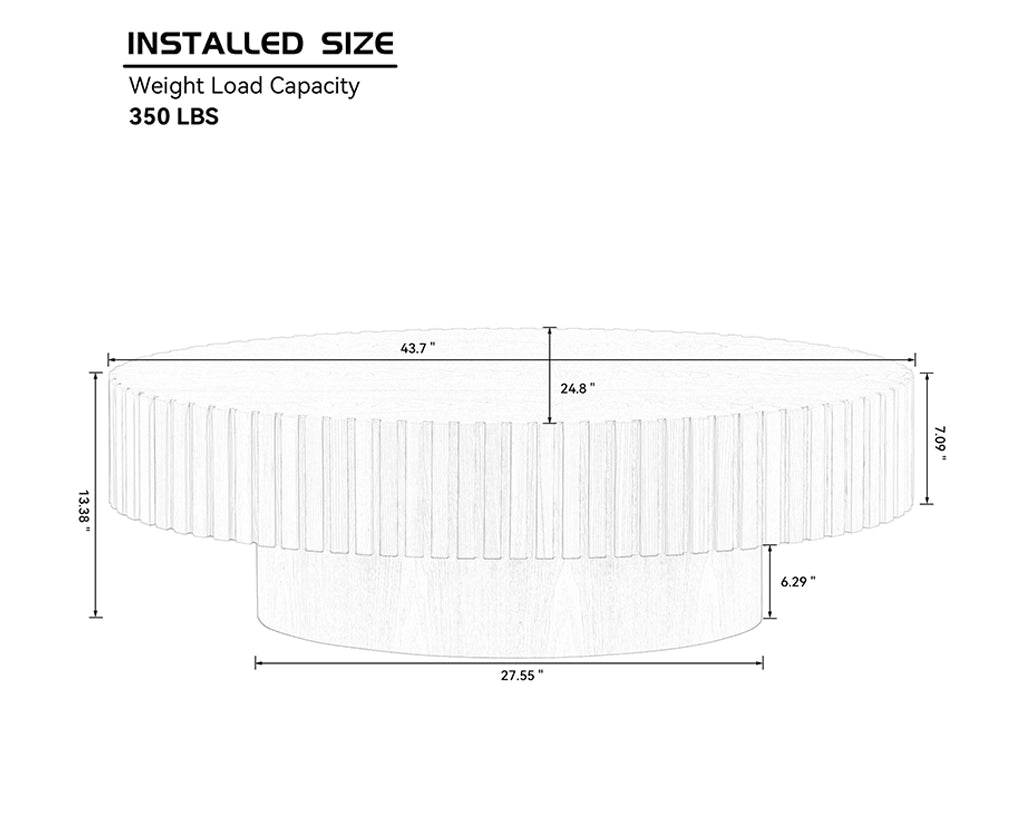 Modern Handcrafted 43.7" Oval Drum Coffee Table