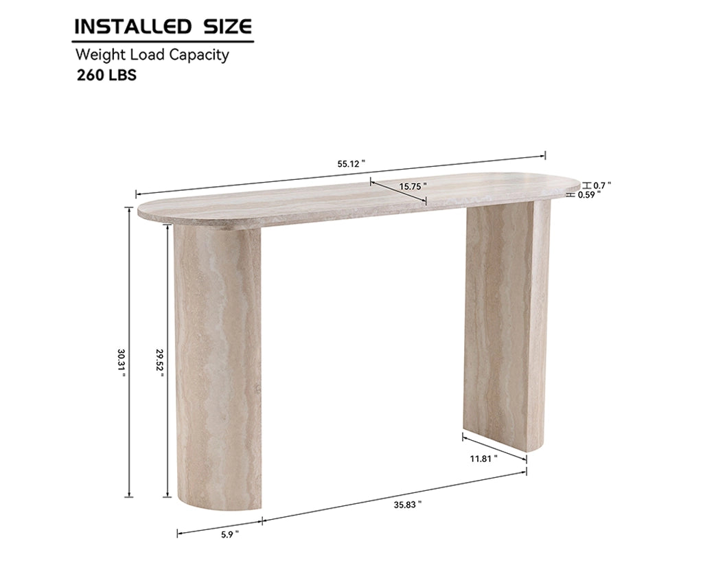 55.12" Faux Marble Console Table with Modern Design