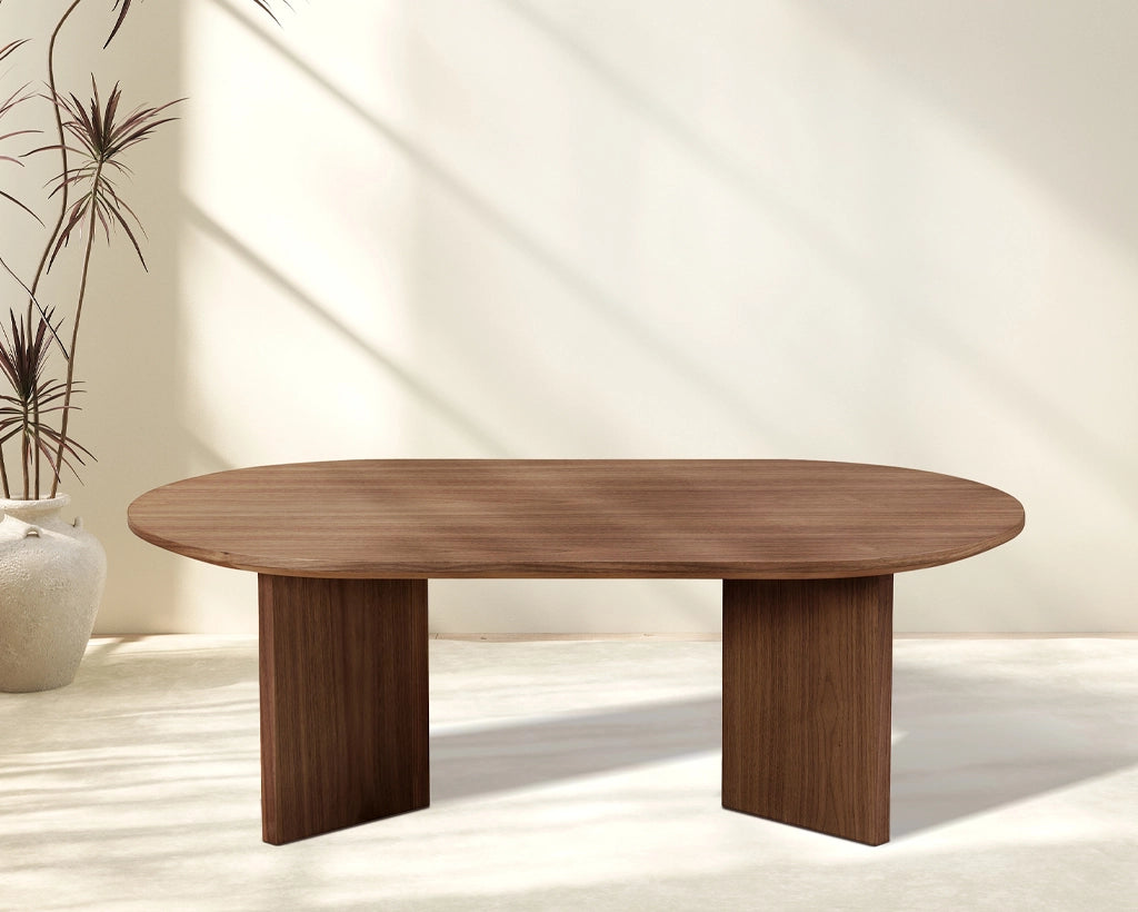 39.37" Modern Oval Coffee Table with Sturdy Pedestal