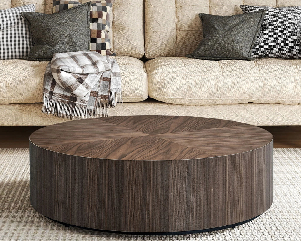 35.43" Modern Round MDF Drum Coffee Table