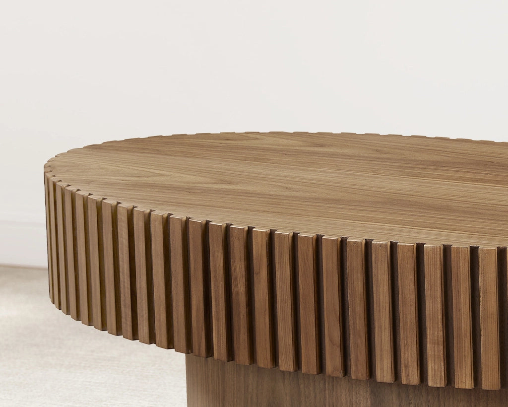 Modern Handcrafted 43.7" Oval Drum Coffee Table
