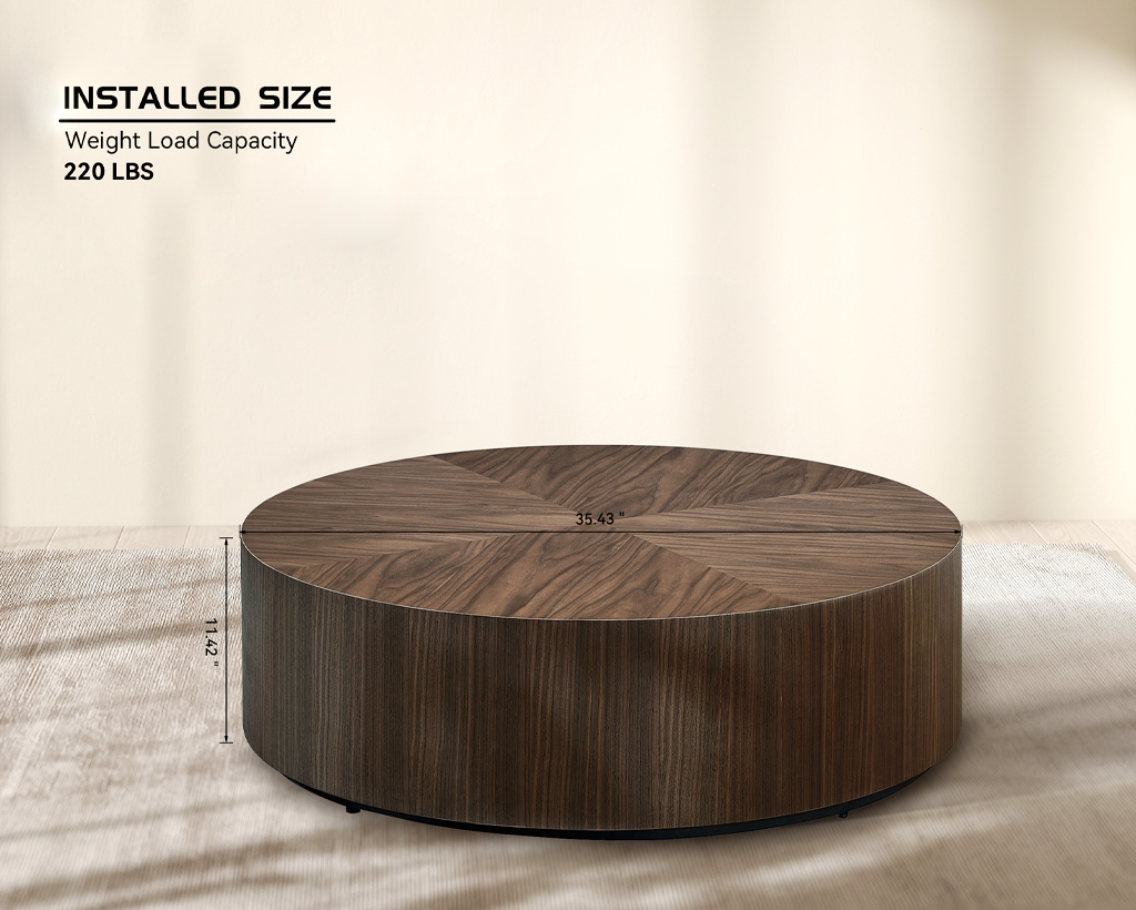 35.43" Modern Round MDF Drum Coffee Table