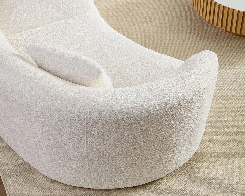 3PCs set Oversized Curved Sectional Sofa, Mid-century Style Couch with 5 Pillows