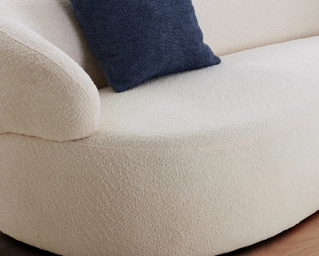 Mid-Century Modern 3-Seat Curved Cloud Sofa – Boucle Fabric Couch