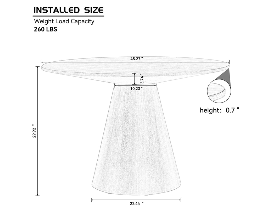 45.27'' Hardwood Solids Construction Round Dining Table
