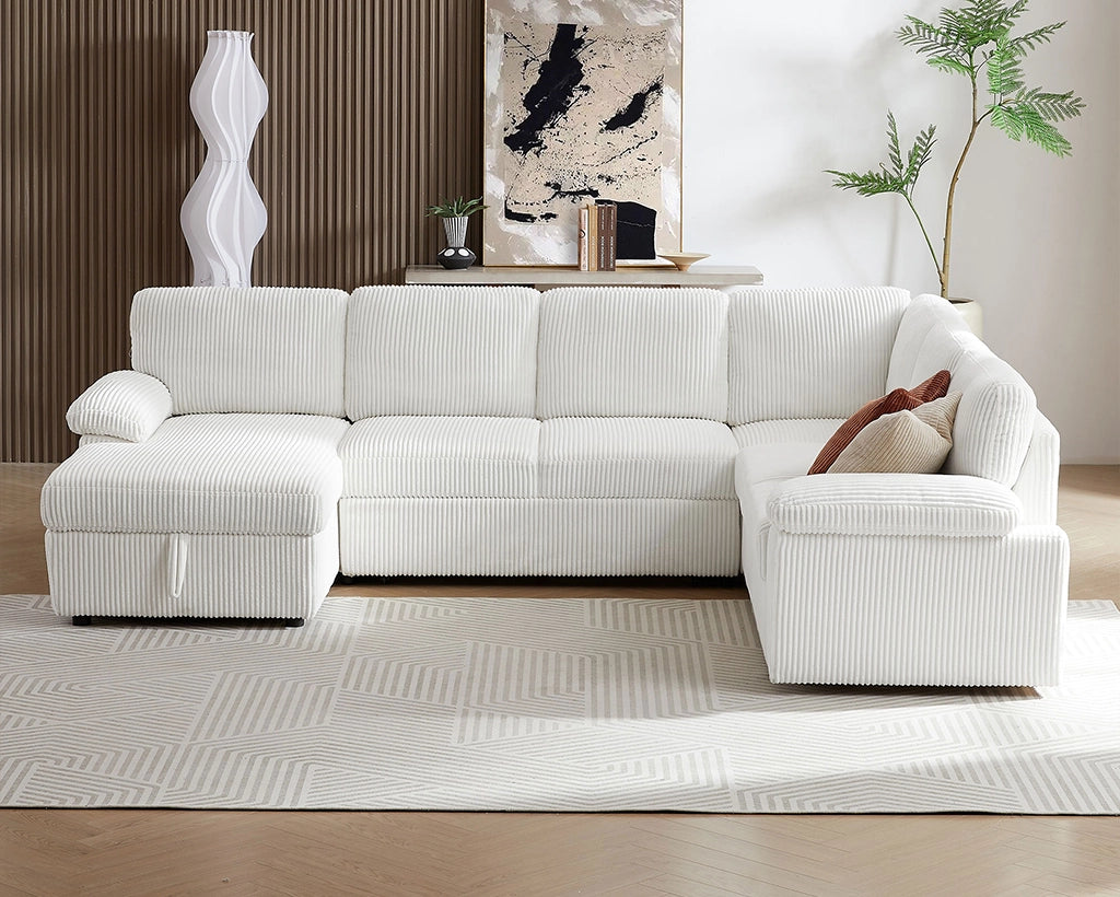 118.09"Corduroy Oversized Modular Storage Sectional Sofa Couch for Home Apartment Office Living Room