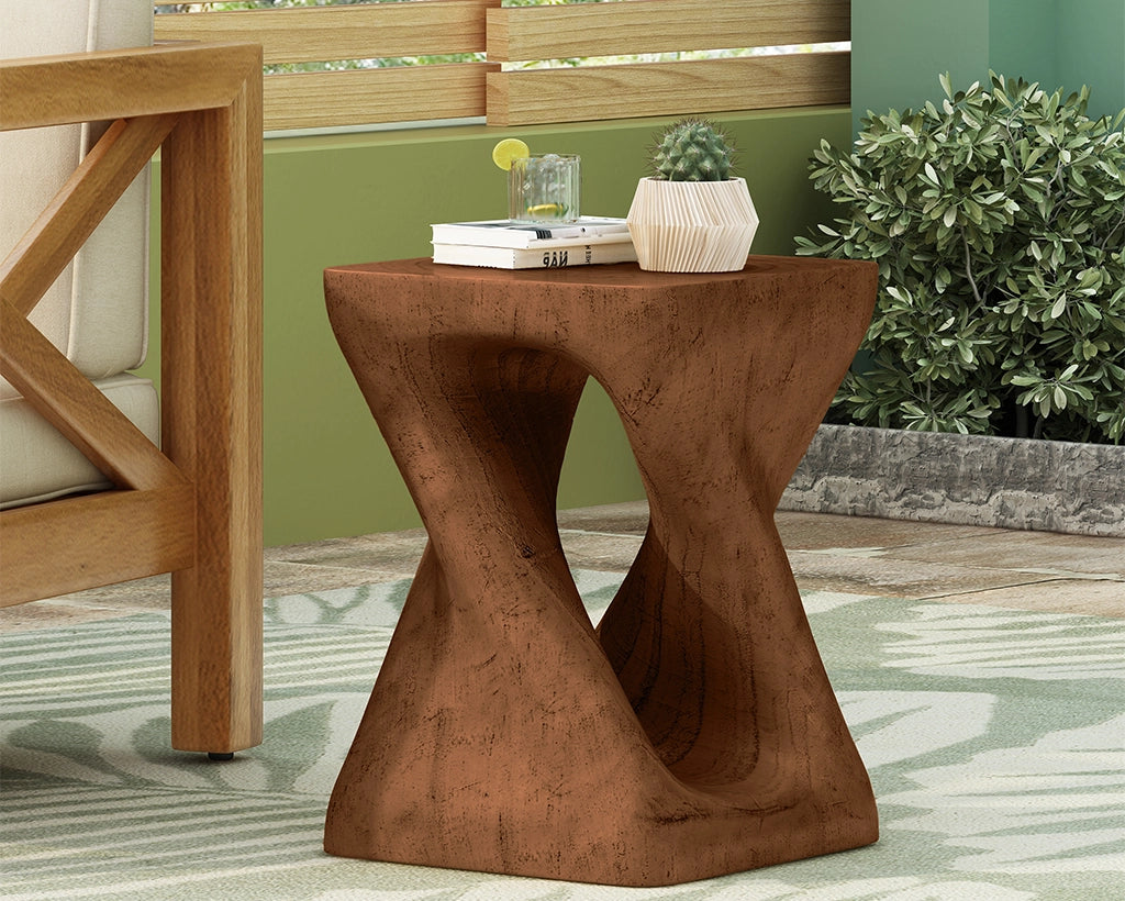 Sculptural MGO Coffee Table, Wood-Grain Finish, Multi-Color