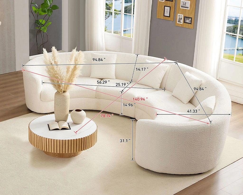 2PCs set Classic Curved Tight Back Sofa, Upholstered Comfy Couch for Living Room
