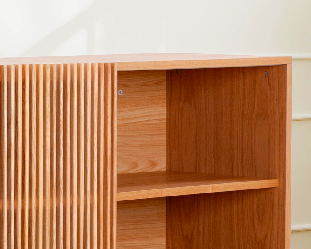 Modern 4-Cabinet Sideboard with Large Countertop, Storage Cabinet & Anti-Topple Design