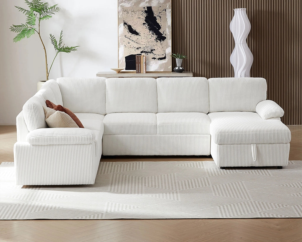 118.09"Corduroy Oversized Modular Storage Sectional Sofa Couch for Home Apartment Office Living Room