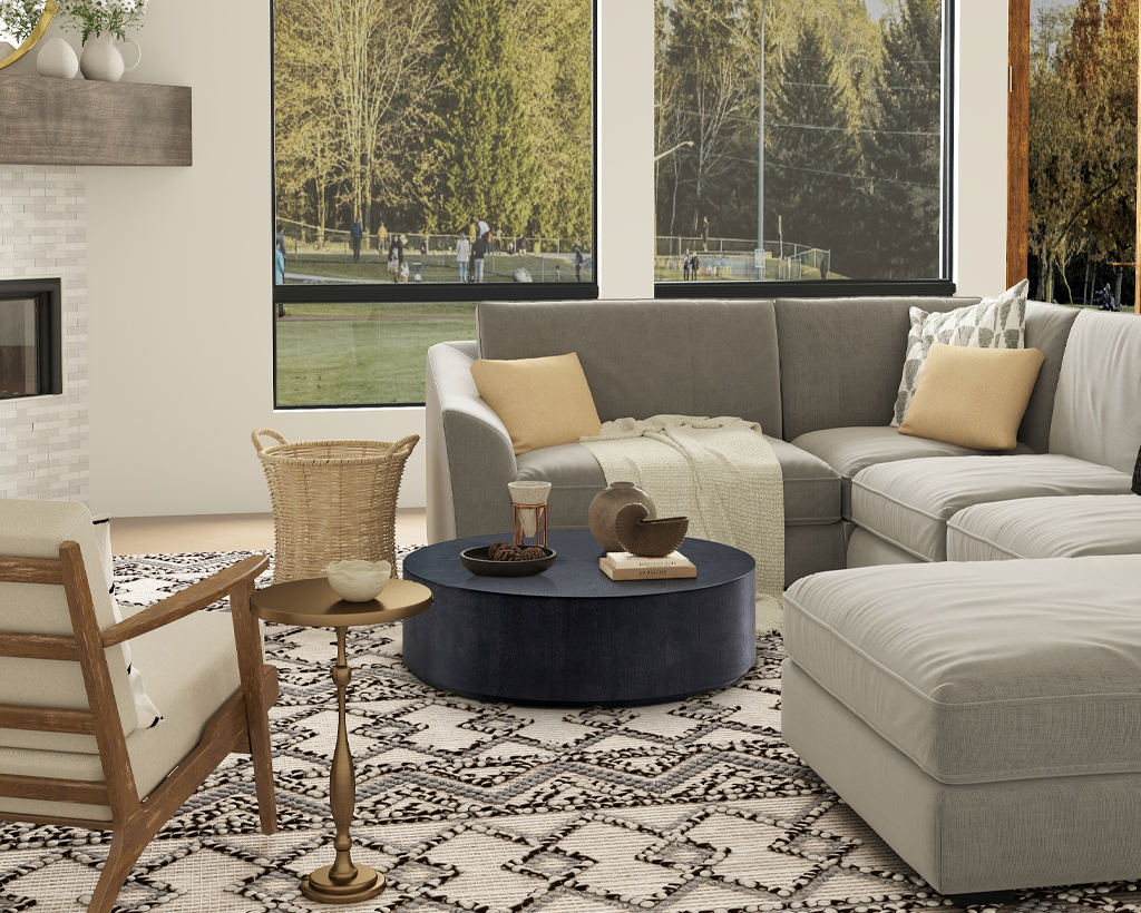 35.43" Modern Round MDF Drum Coffee Table