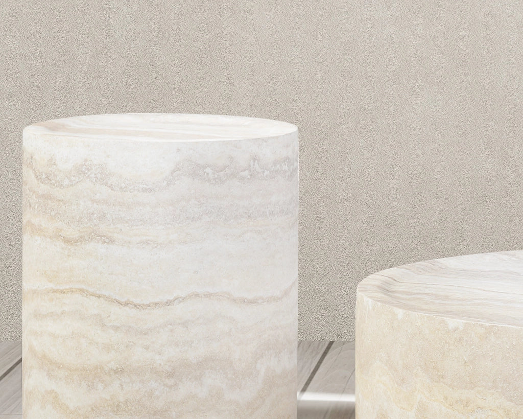15.74" Round Faux Mars Marble Pattern Coffee Table
