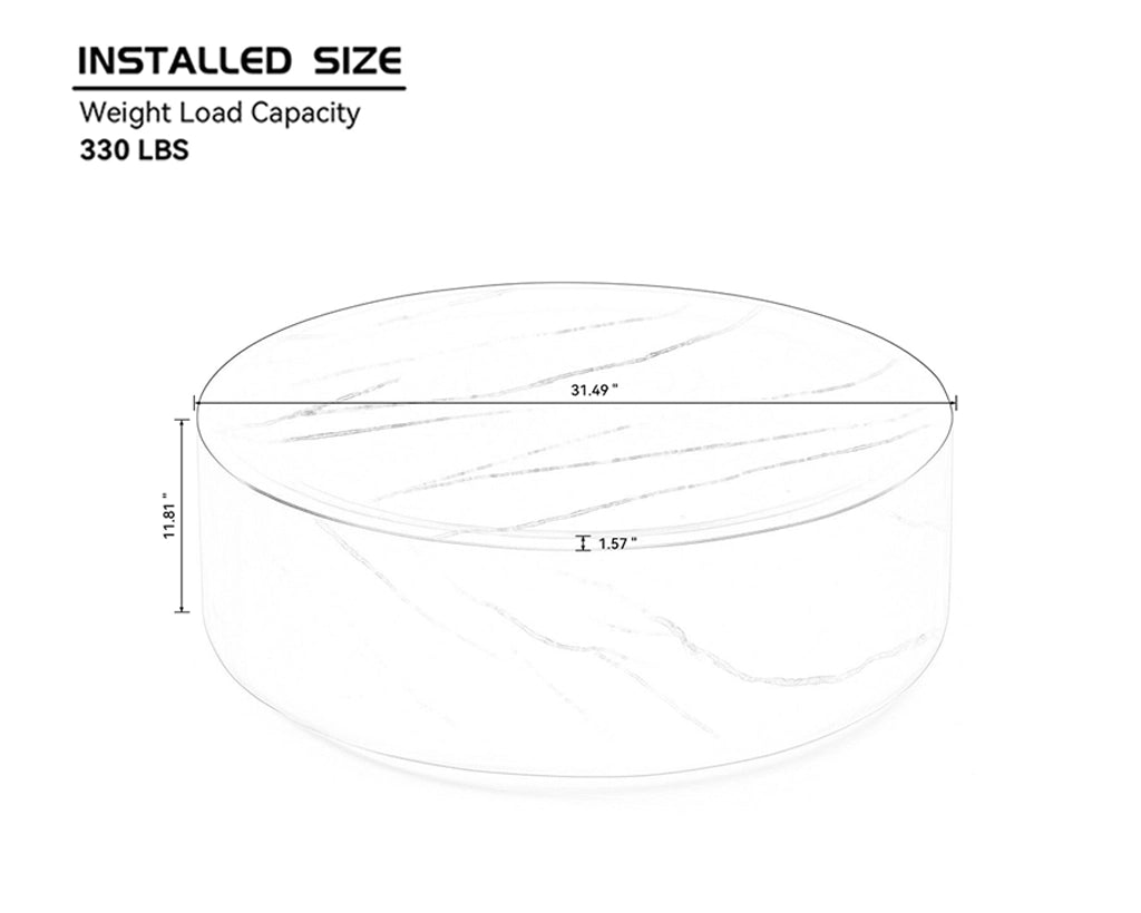 31.43"/35.43" Black/White Imitation Marble Round Coffee Table