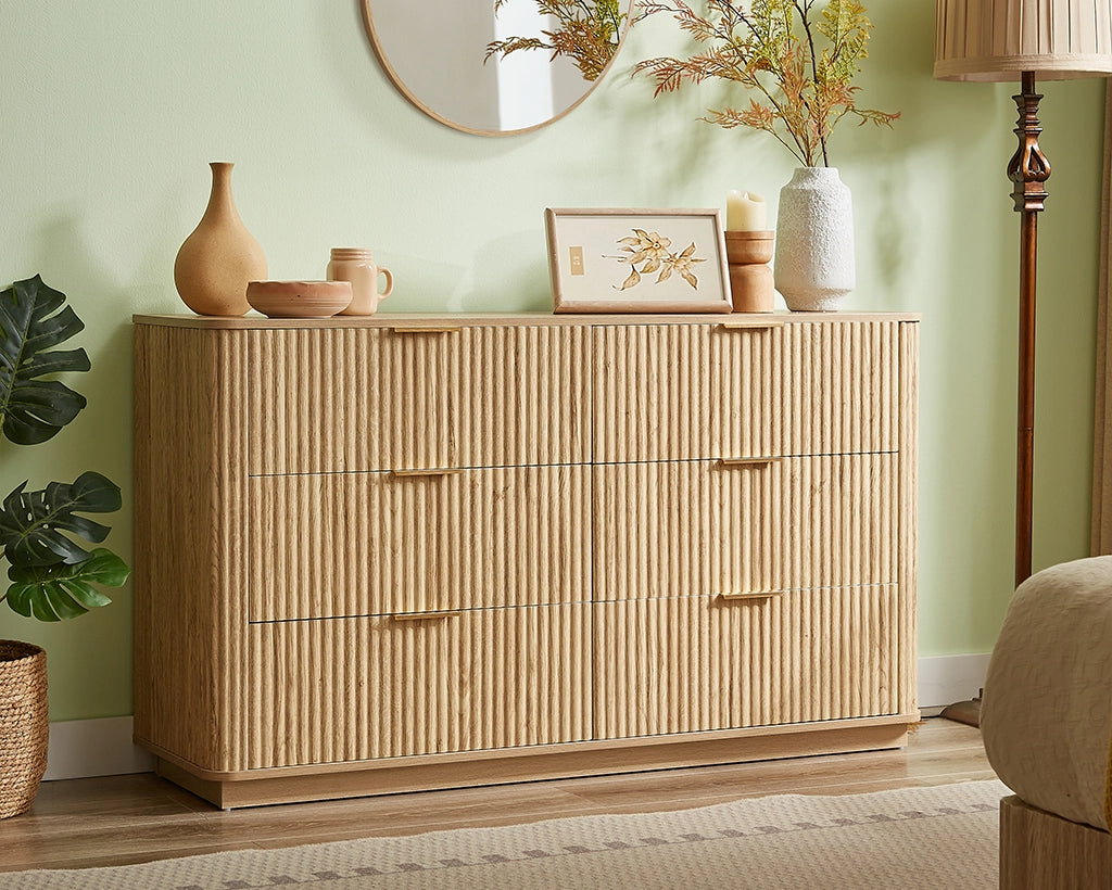 55" Wide Modern Chest of 6 Drawers