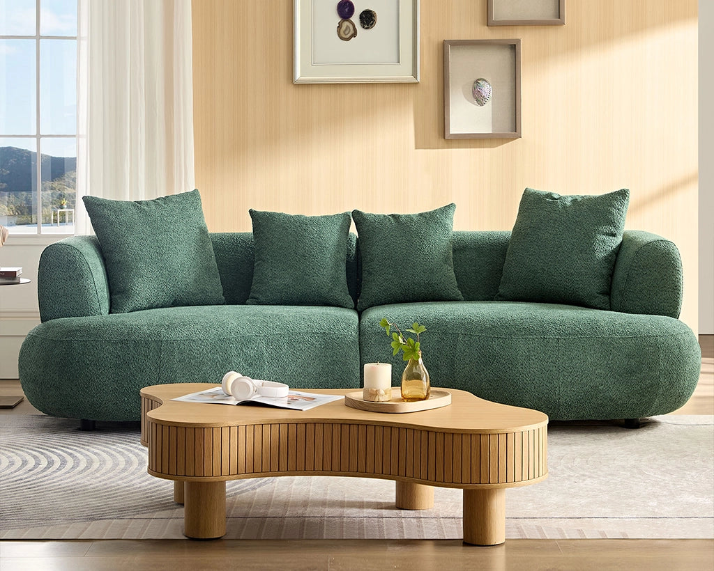 102.36 inch 4-Seat Boucle Fabric Cream Style Couch