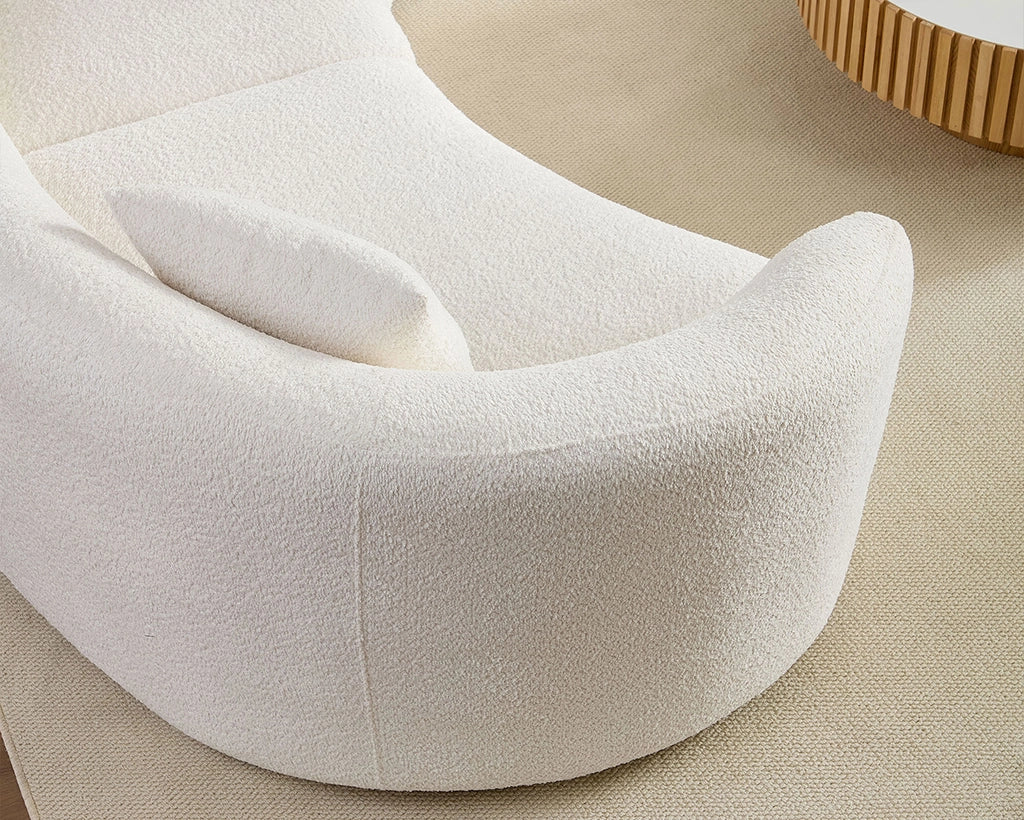 4PCs set Mid-Century Modern Beige Symmetrical Circle Sectional Sofa
