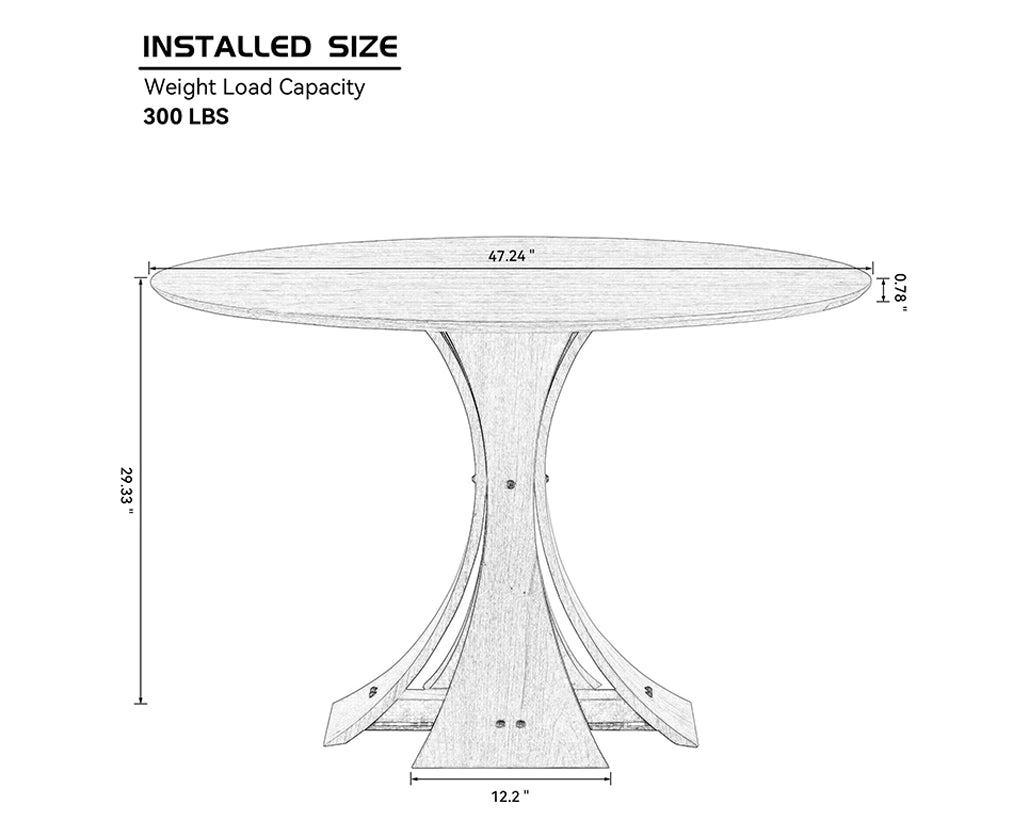 47.24" Round Modern MDF Wood Dining Table