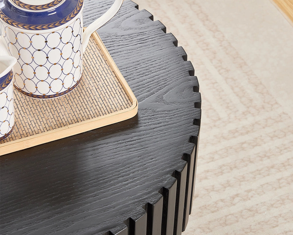 43.7Inch Modern Handcraft Drum Coffee Table Oval Coffee Table