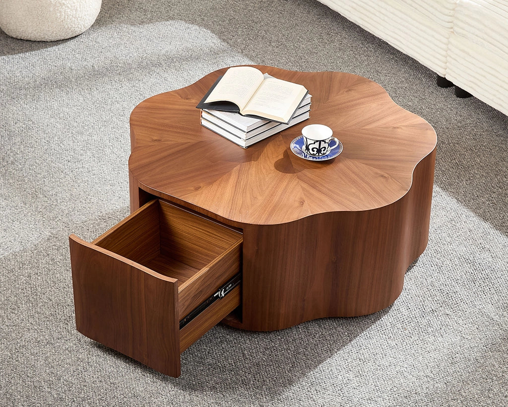 (Pre-Sale)35.43 inch Petal - Small Coffee Table with Hidden Drawer for Living Room