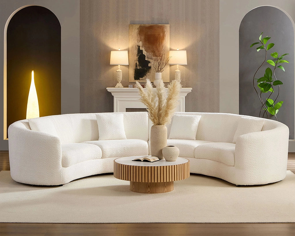 2PCs set Classic Curved Tight Back Sofa, Upholstered Comfy Couch for Living Room