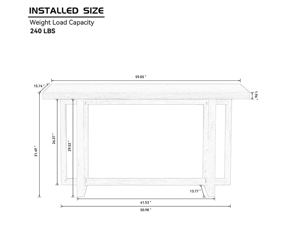 59.05-Inch Oak Finish MDF Console Table