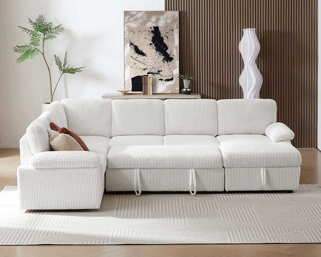 118.09"Corduroy Oversized Modular Storage Sectional Sofa Couch for Home Apartment Office Living Room