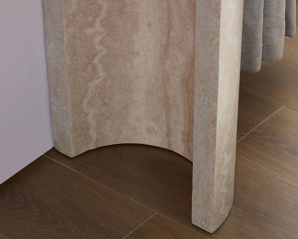 53.15 Inch Faux MARS marble Pattern Narrow Console Table