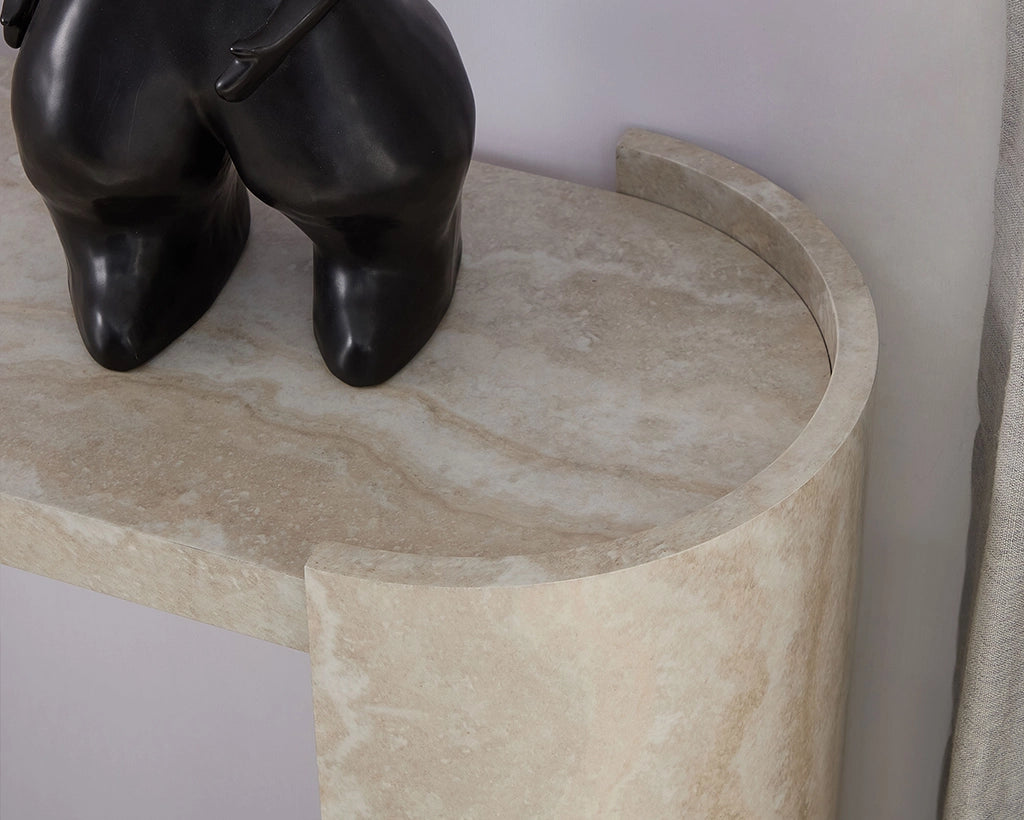 53.15 Inch Faux MARS marble Pattern Narrow Console Table