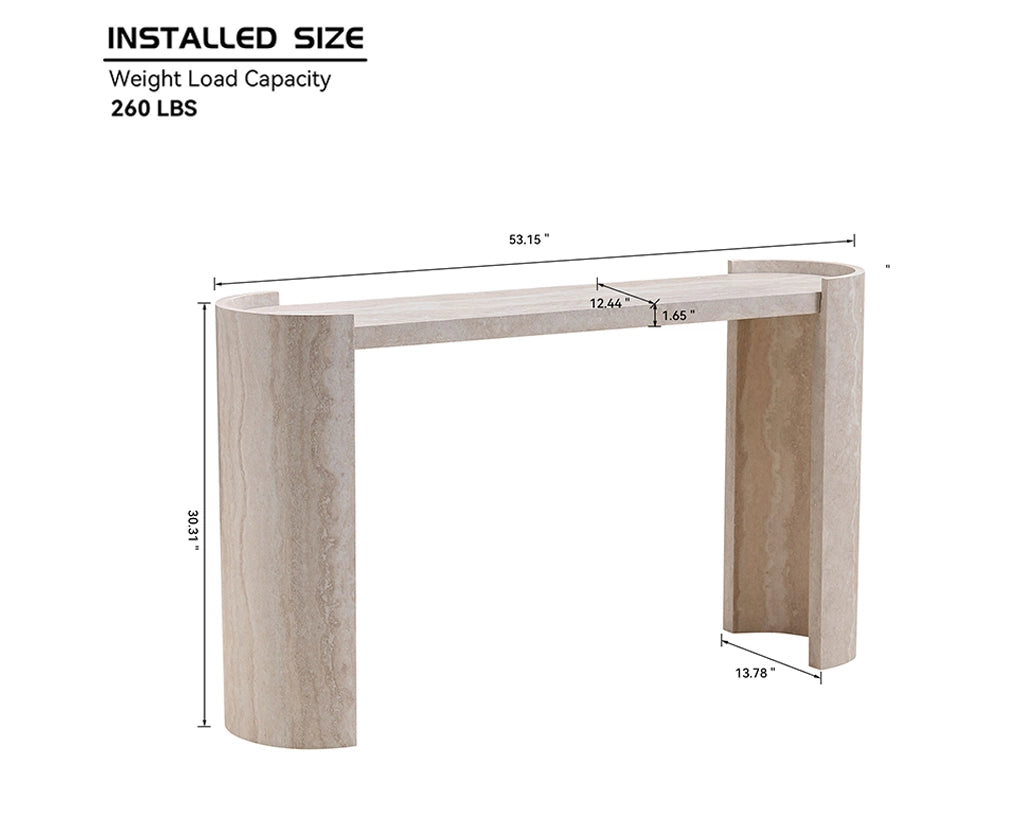 53.15 Inch Faux MARS marble Pattern Narrow Console Table