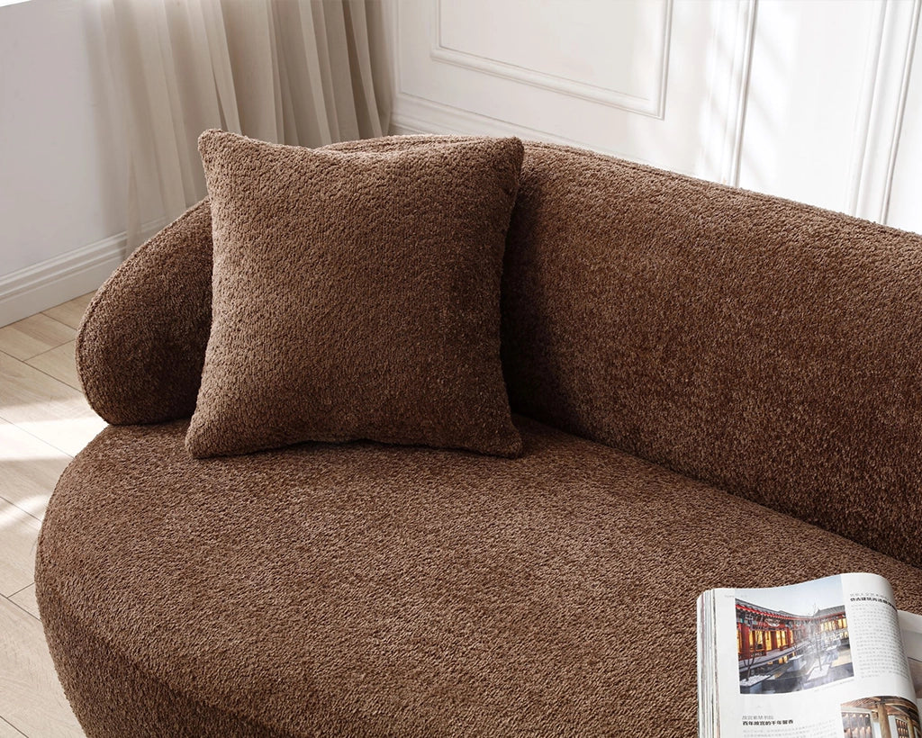 Mid-Century Modern 3-Seat Curved Cloud Sofa – Boucle Fabric Couch