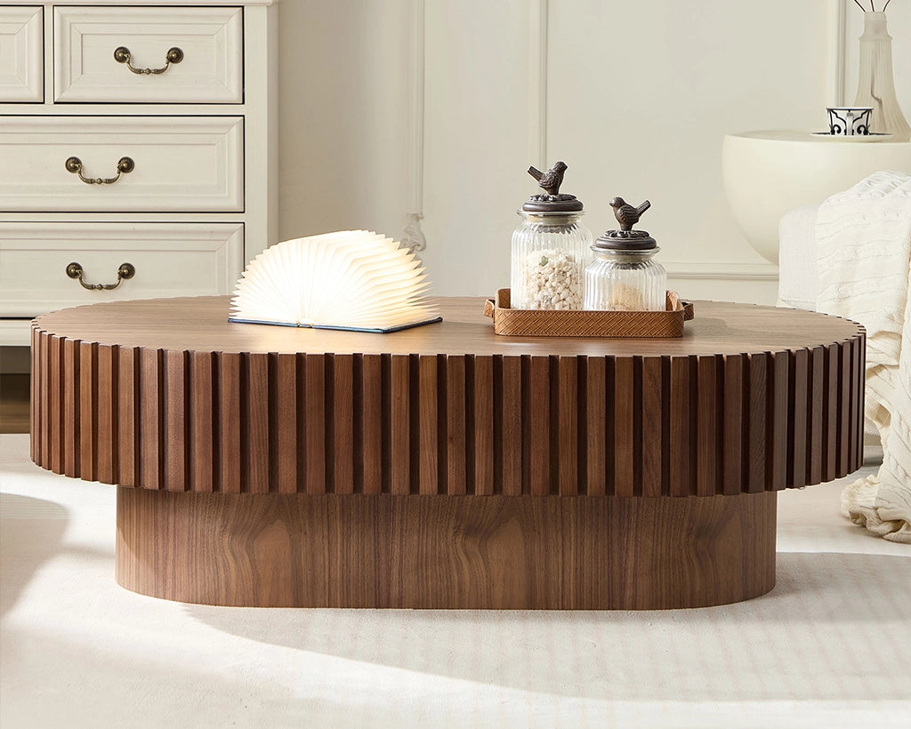 43.7Inch Modern Handcraft Drum Coffee Table Oval Coffee Table