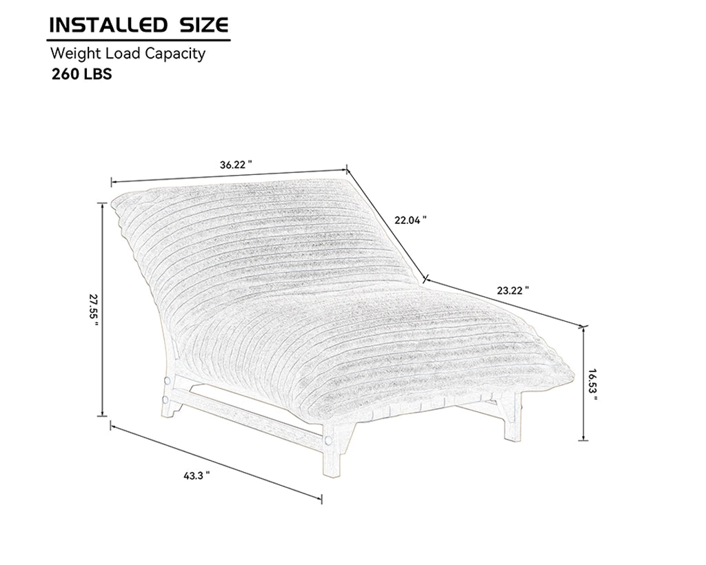 Accent Armless Corduroy Fabric Lazy Sofa
