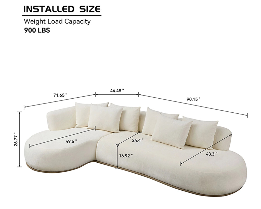 134.63" Oversize Sectional Couch with L-Shape Chaise Left/Right