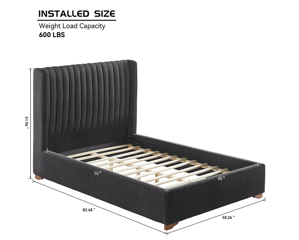 Full Size Modern Design Bed Frame Upholstered Queen Bed Frame Platform