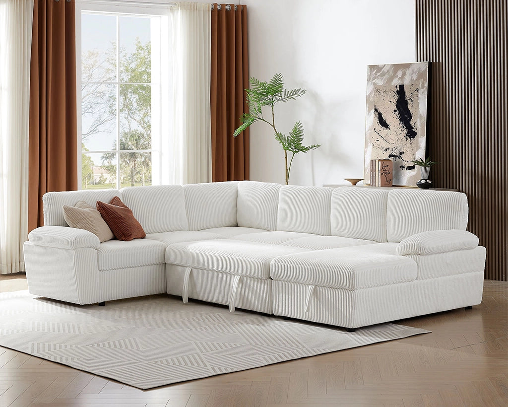 118.09"Corduroy Oversized Modular Storage Sectional Sofa Couch for Home Apartment Office Living Room