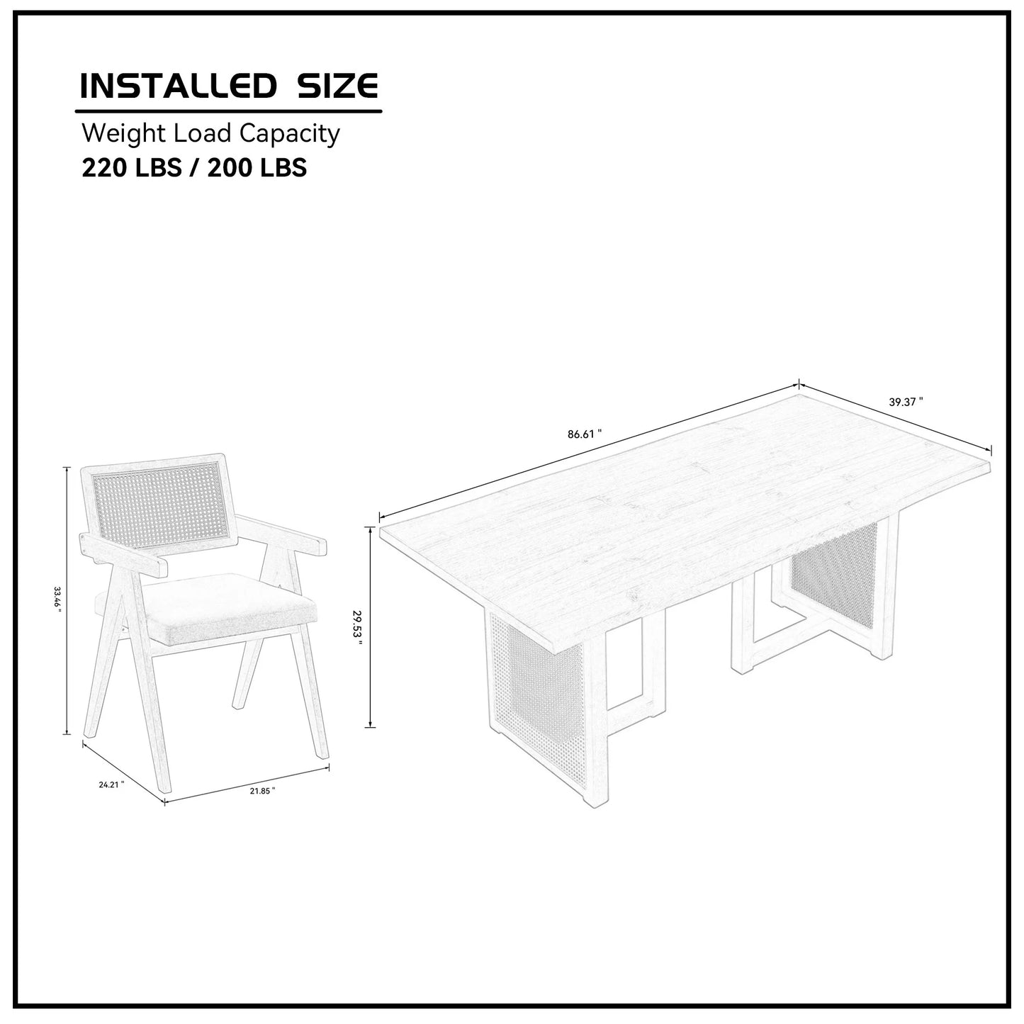 86.61 Inch Oversize Rectangular Waves Dining Table Set