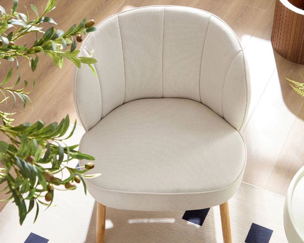Ash Wooden Frame Upholstered Lounge Shell Chair
