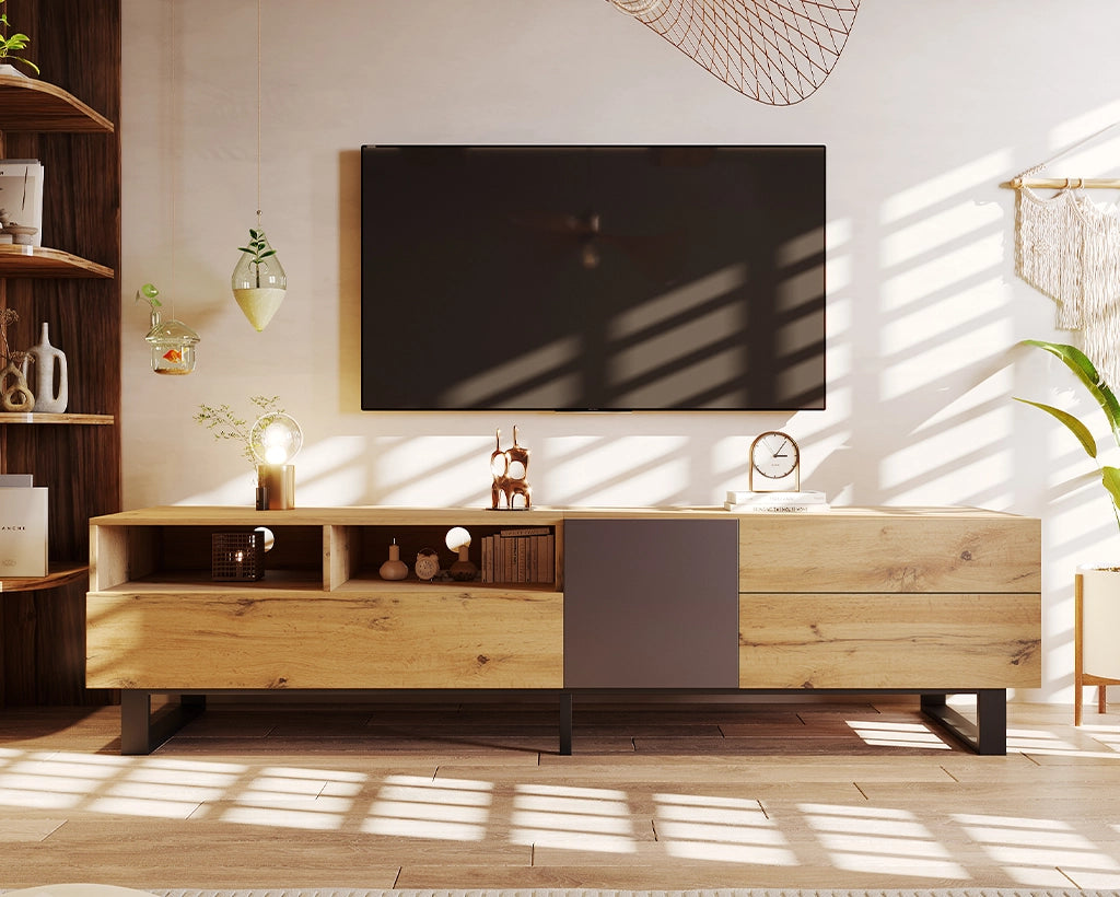 70.90" Modern TV Stand for 80'' TV with Double Storage Space, Media Console Table