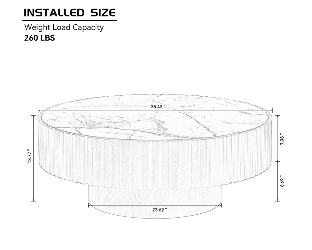 35.43'' Nesting Round Sintered Stone Tabletop Modern Drum Coffee Table