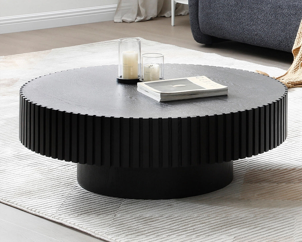 Modern Handcraft Drum Coffee Table Circle Coffee Table