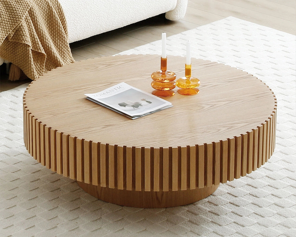 Modern Handcraft Drum Coffee Table Circle Coffee Table