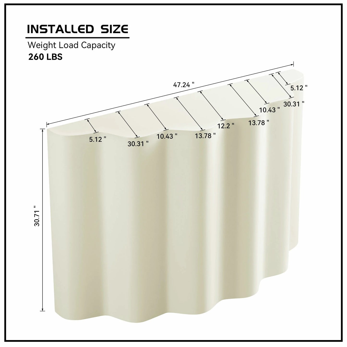 Fiberglass Entryway Console Table - Wavy Design, No Assembly