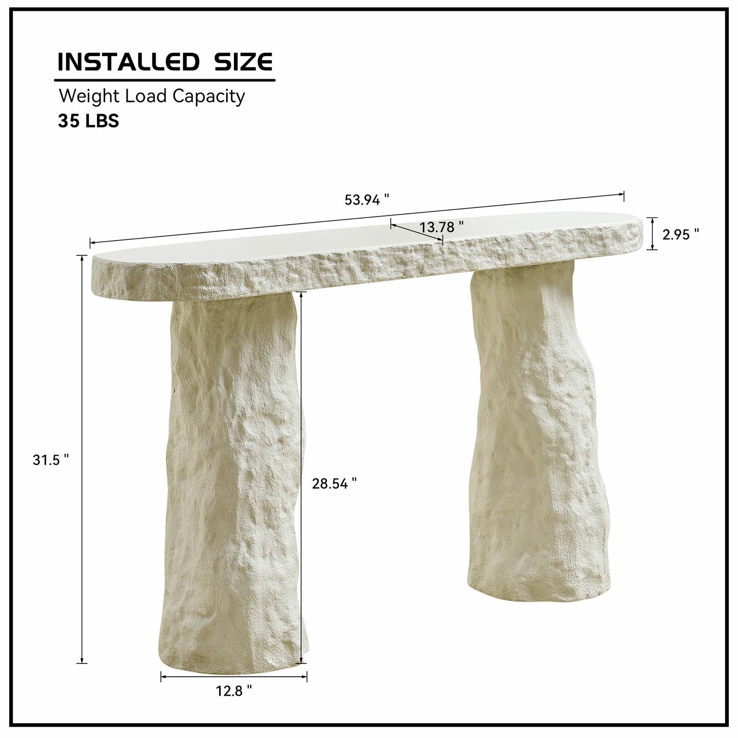 53.94" Imitation Stone Console Table – Fiberglass, Irregular Legs