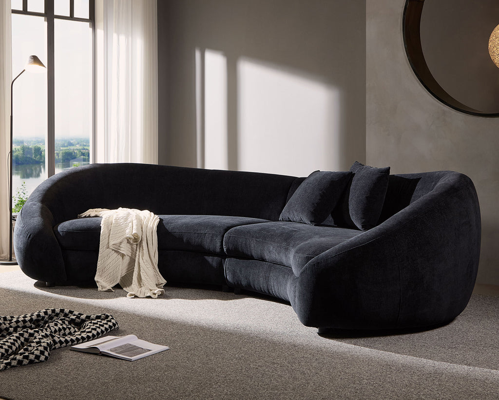 125.98" Modern Curved Sofa with Elegant Love Heart Design
