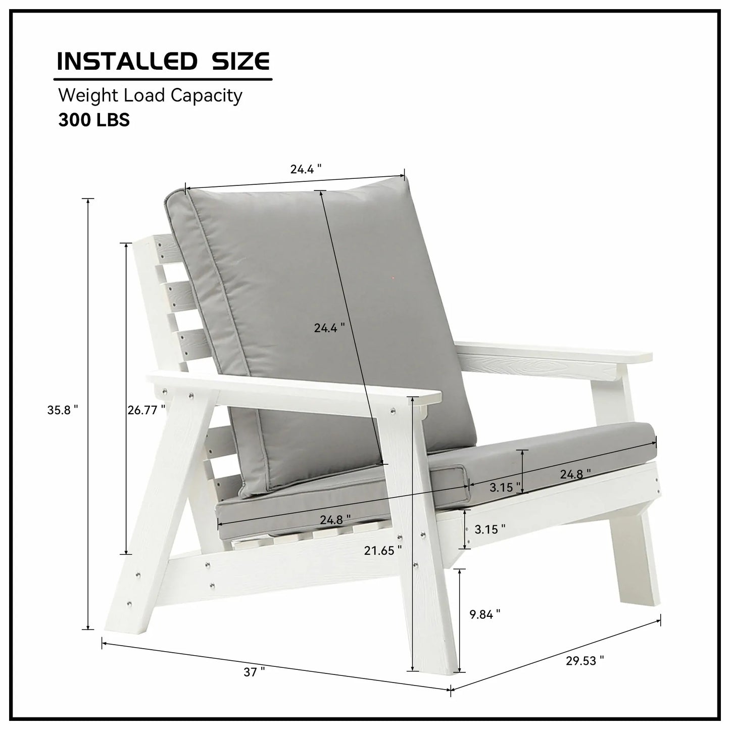 HIPS All-Weather Outdoor Single Sofa with Cushion