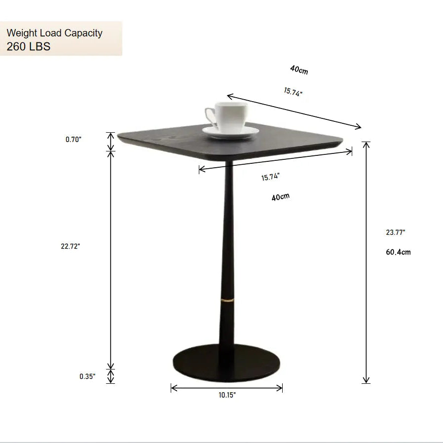Modern Square Side Table with Gold Accent Ring