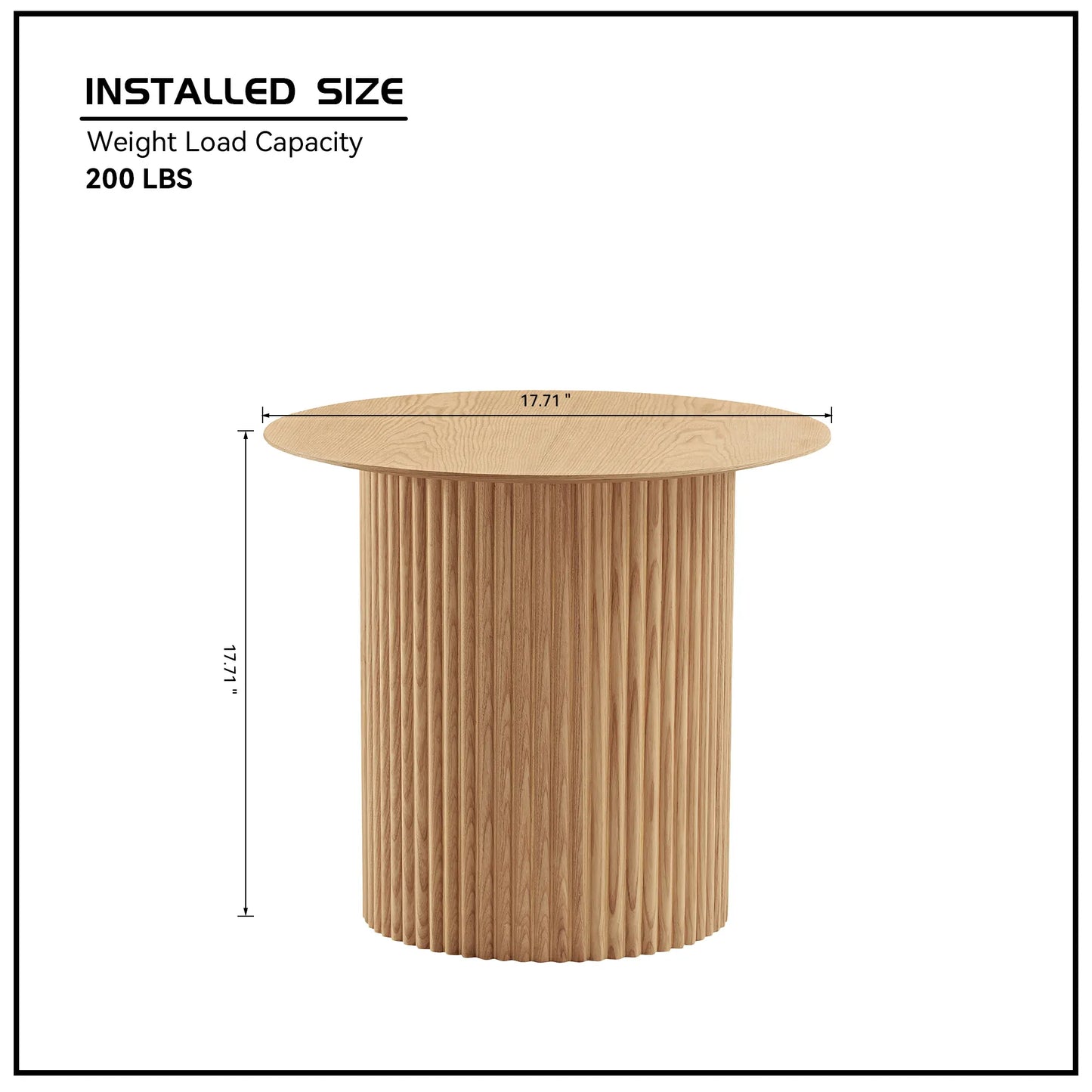 17.71 inch Round Fluted Side Table Circle Small Accent Table